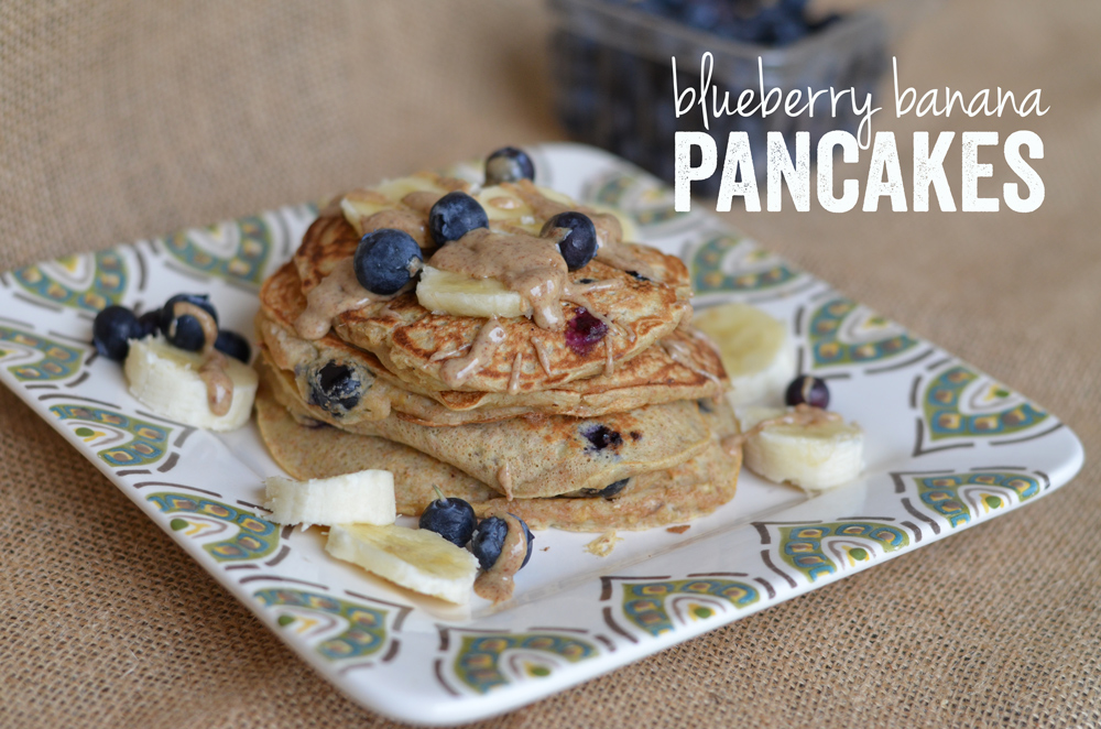 Blueberry Banana Whole Wheat Pancakes 