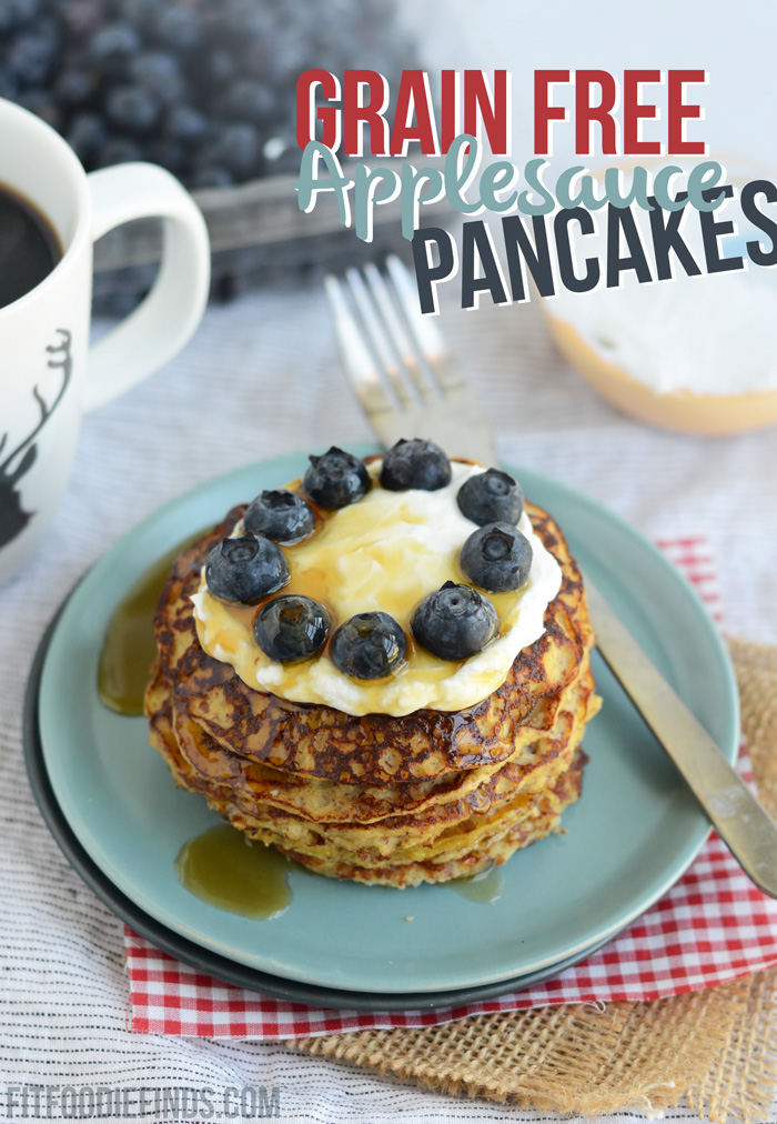 Grain Free Applesauce Pancakes a high protein breakfast that's #glutenfree and #paleo via FitFoodieFinds.com" width="700" height="1012"></figure><p></p>
<p>It is a fact that you either LOVE bananas or HATE them. I’d say there are many more banana lovers out there than haters, but I’ve come across a fair share of haters! It’s like people who don’t like dessert.