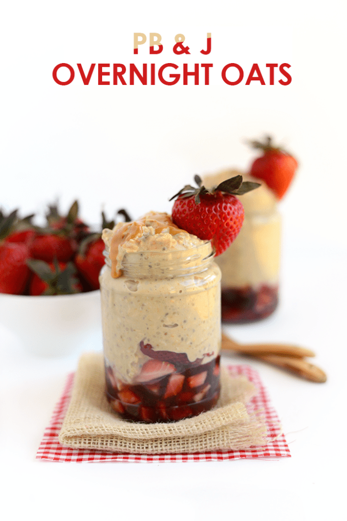 These peanut butter and jelly overnight oats are the perfect way to start off your morning! They're packed with fiber, protein, and a whole lotta lovin'.