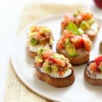 Strawberry, Avocado, Quinoa Bruschetta with Goat Cheese