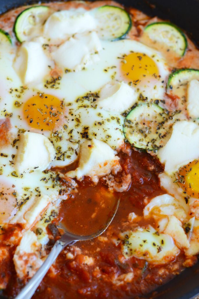 Upside-Down Zucchini Quinoa Lasagna with Baked Eggs