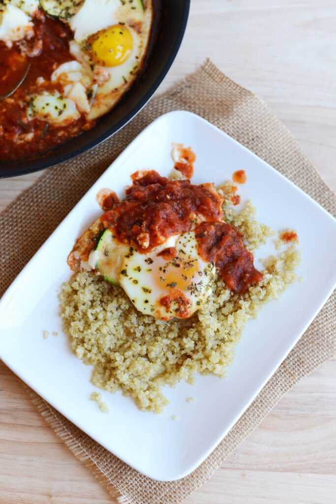 Upside-Down Zucchini Quinoa Lasagna with Baked Eggs