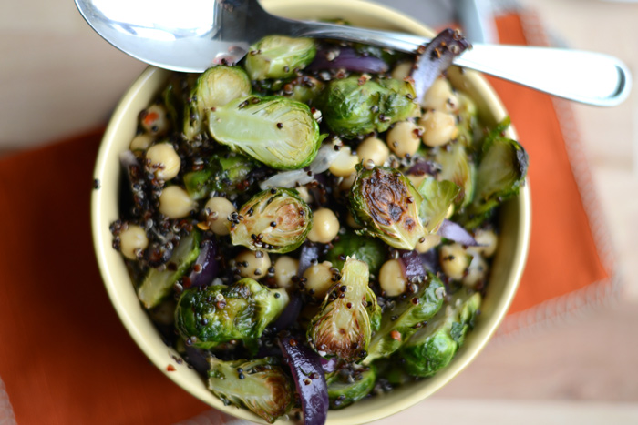 Roasted Brussels Sprouts and Quinoa Salad #thanksgiving #fitfluential