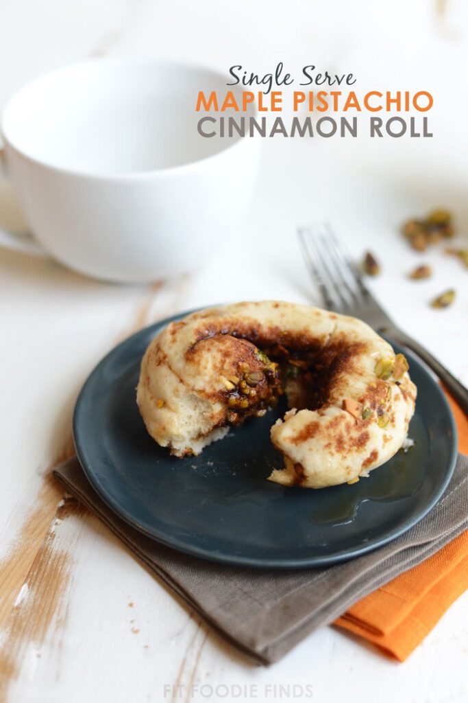 Skinny Single-Serve Maple Pistachio Cinnamon Roll #vegan #glutenfree