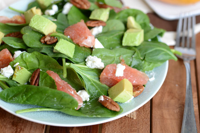 Broiled Grapefruit Spinach Salad