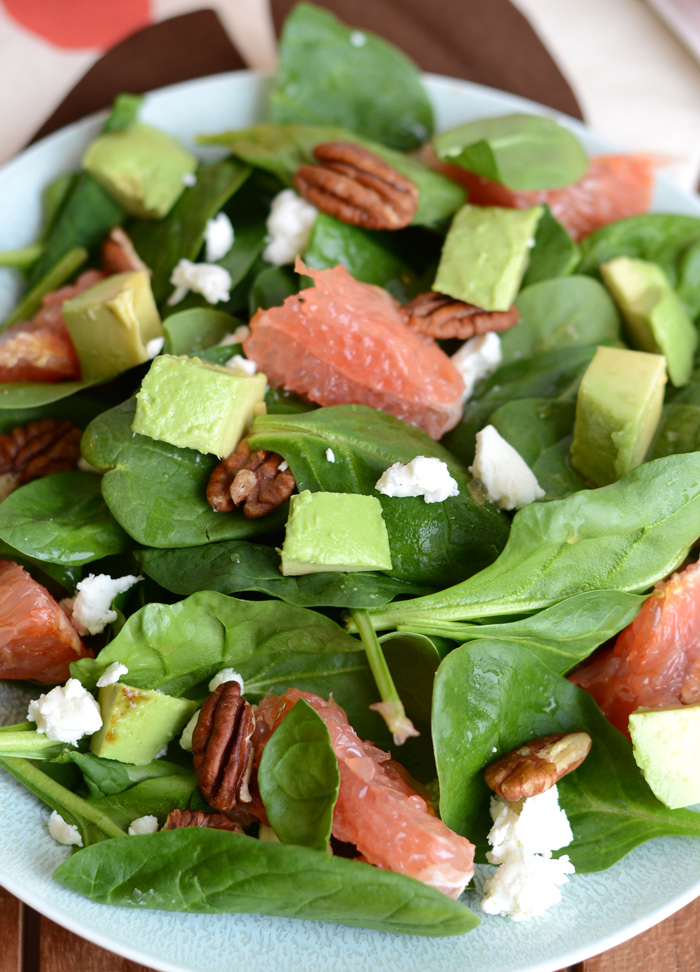 Broiled Grapefruit Spinach Salad