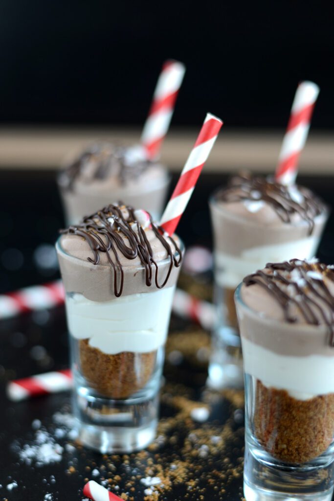 Chocolate Peppermint Shooters with Homemade GF Graham Cracker Crumbs