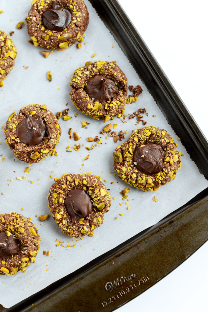 Healthy Thumbprint Cookies Chocolate Pistachio