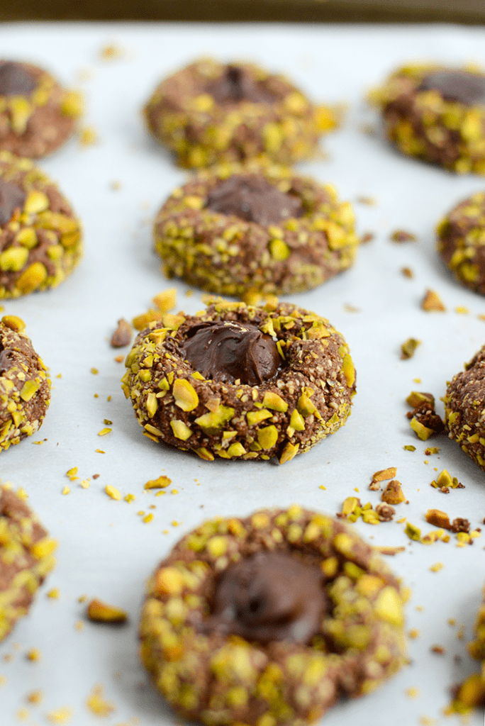 Healthy Thumbprint Cookies Chocolate Pistachio