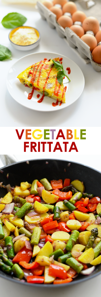 Got a bunch of veggies in the fridge? Make yourself a delicious and colorful vegetable frittata with farm fresh eggs and a sprinkle of parmesan cheese for a healthy, low-carb breakfast option!" 