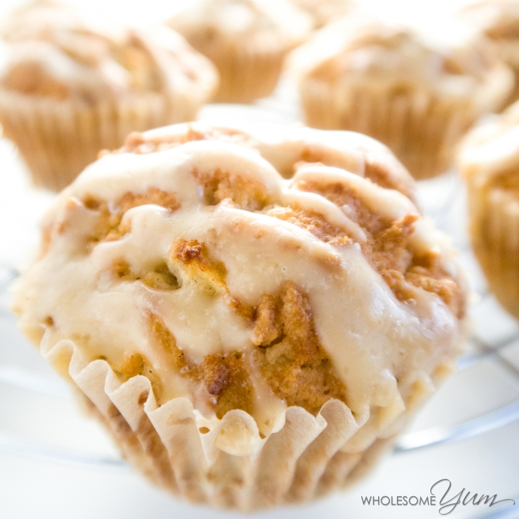 Salted Caramel Apple Muffins (Low Carb, Gluten-free) | Wholesome Yum – Natural, gluten-free, low carb recipes. 10 ingredients or less.