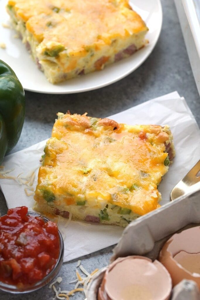 Serve a crowd this Healthy Denver Omelette Egg Bake or make it for meal-prep for the week! Either way, it’s high in protein, only requires a few ingredients, and will become a staple in your kitchen.