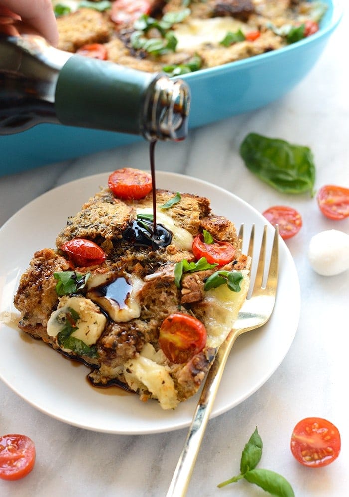 This Caprese Egg Bake recipe is a fusion between your classic egg bake and caprese salad making it the ultimate savory breakfast (lunch or dinner!).