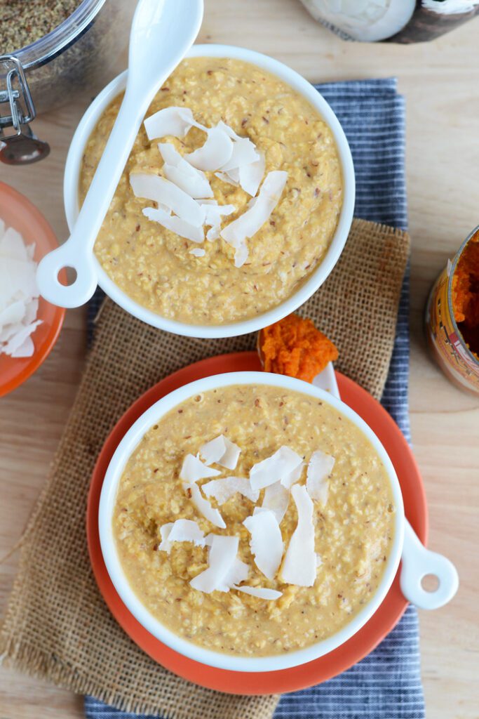 Pumpkin Coconut Hot Cereal made with Libby's Pumpkin #GlutenFree