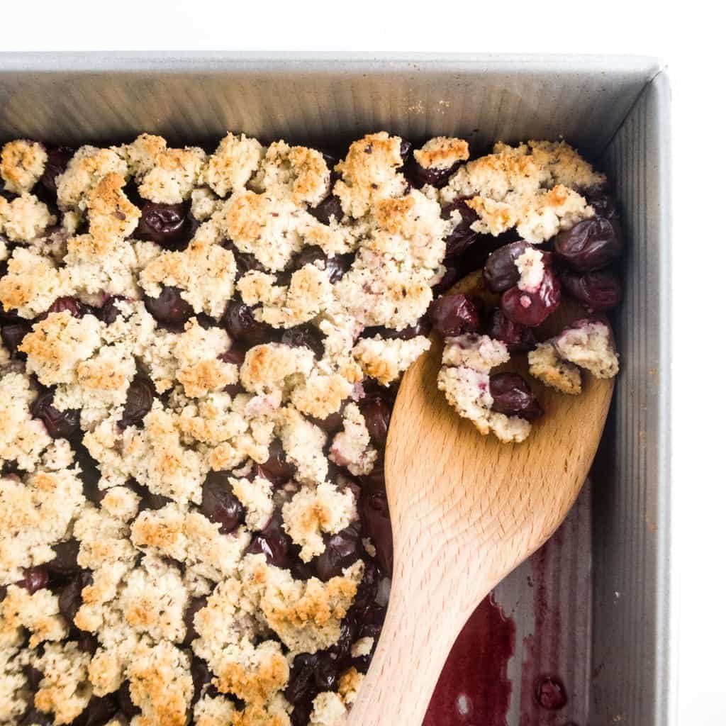 Sour Cherry Hazelnut Cobbler (Paleo, Low Carb) | Wholesome Yum – Natural, gluten-free, low carb recipes. 10 ingredients or less.