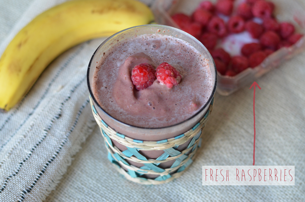 Choco Raspberry Banana Protein Smoothie