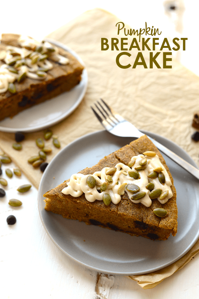 Waking up to this chocolate chip pumpkin breakfast cake and a hot cup of coffee will give you an automatic happy belly and a great day!