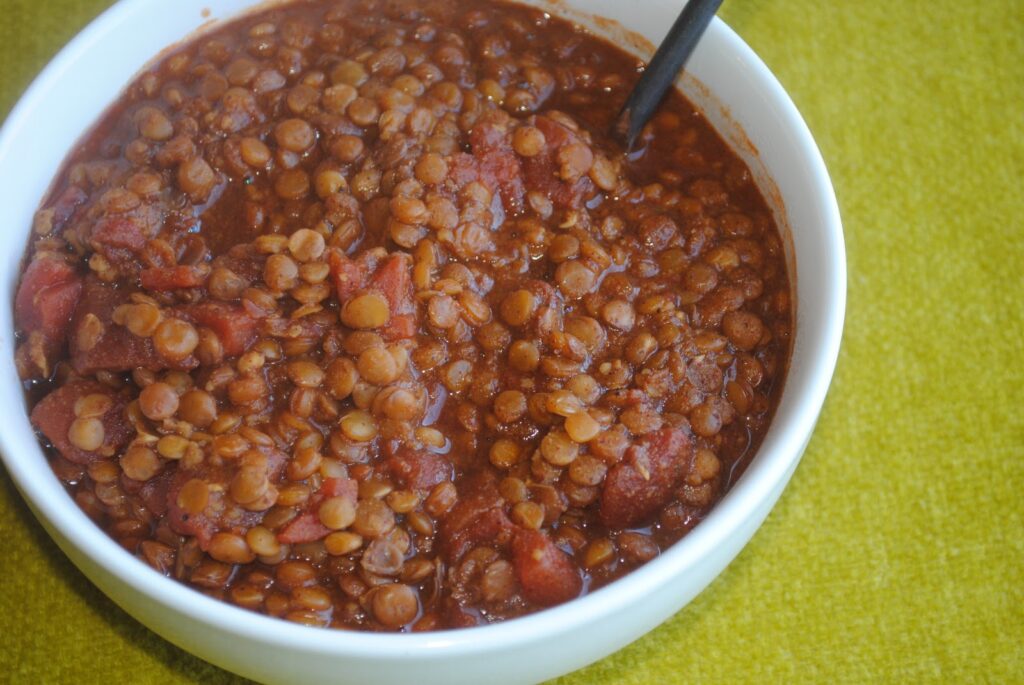 Easy Stewed Tomatoes and Lentils