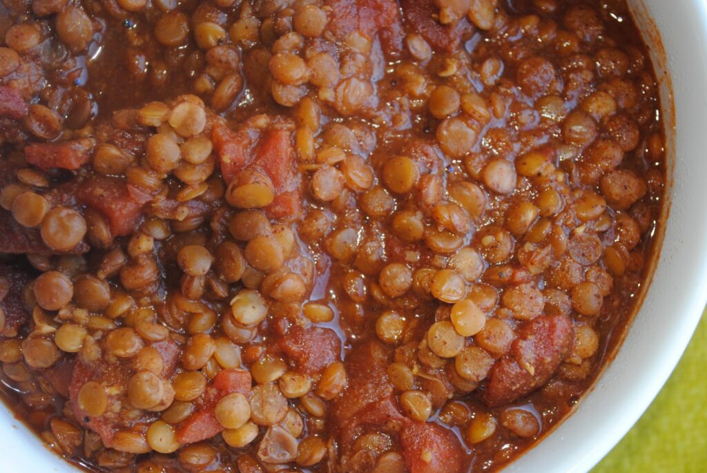 Easy Stewed Tomatoes and Lentils