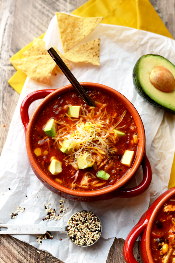 Crock-Pot Chicken Quinoa Enchilada Soup