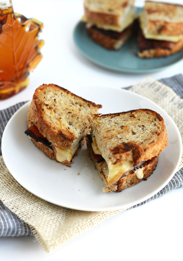 Muenster, Apple, and #Maple #Bourbon Bacon Grilled Cheese