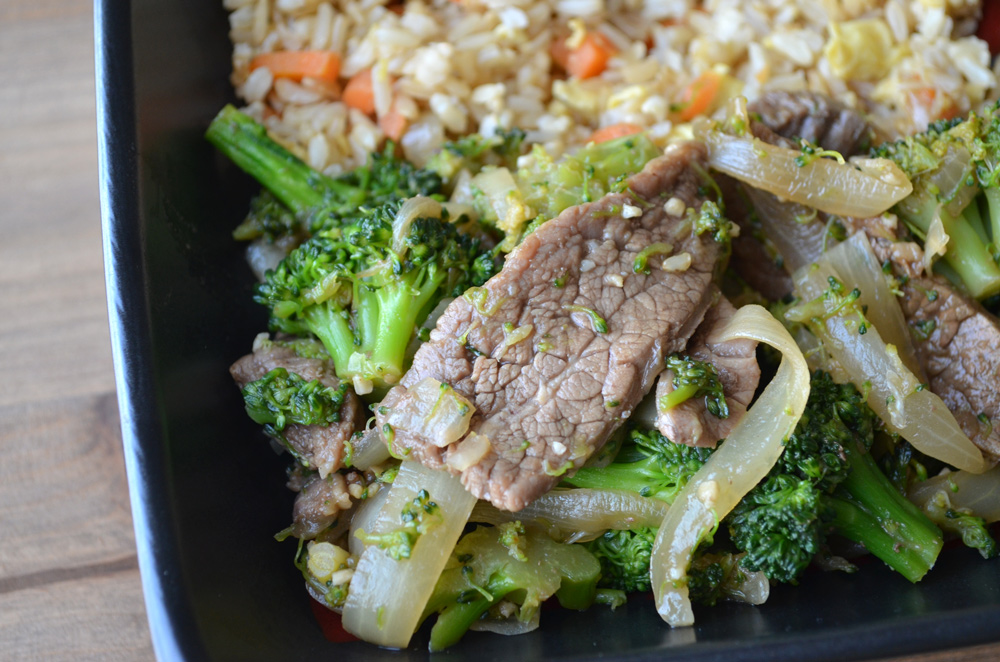 homemade beef w/ broccoli & [brown] fried rice