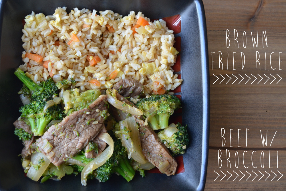 homemade beef w/ broccoli & [brown] fried rice