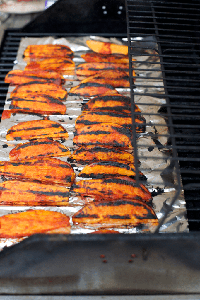 Sweet Maple BBQ Grilled Sweet Potato Wedges made with homemade BBQ sauce!