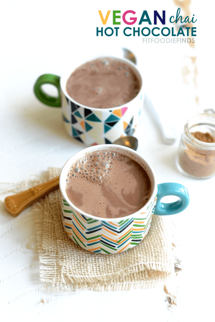 This Vegan Chai Hot Chocolate takes 5 minutes to make, is low calorie, and full of Fall flavor! 