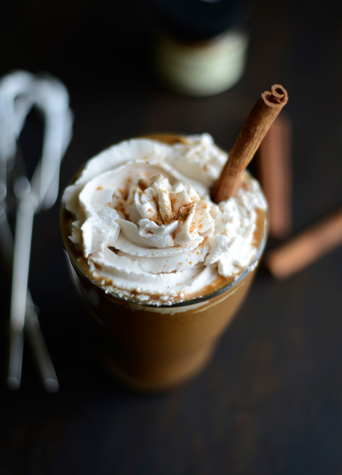 PUMPKIN SPICE FROZEN LATTE WITH VEGAN WHIPPED CREAM