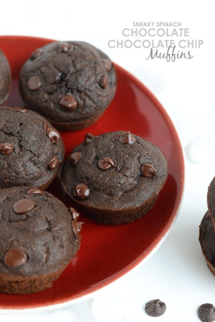 SNEAKY SPINACH CHOCOLATE CHOCOLATE CHIP MUFFINS