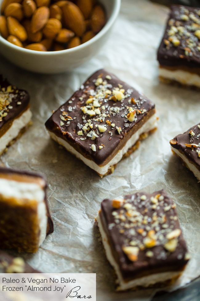 Frozen Salted Almond Joy Bars from Food Faith Fitness