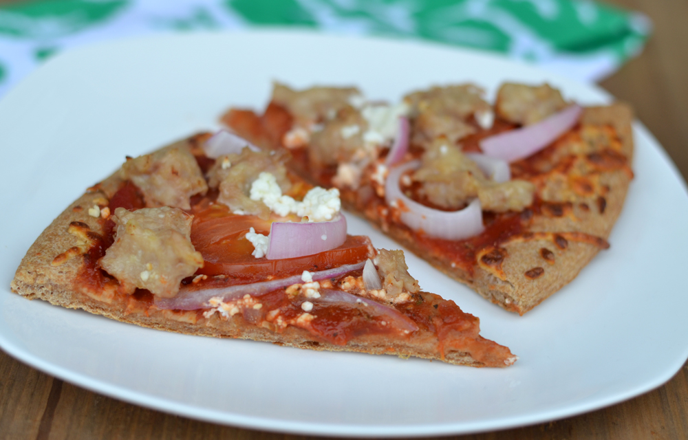 Chicken Tomato Feta Whole Wheat Pizza