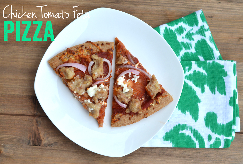 Chicken Tomato Feta Whole Wheat Pizza