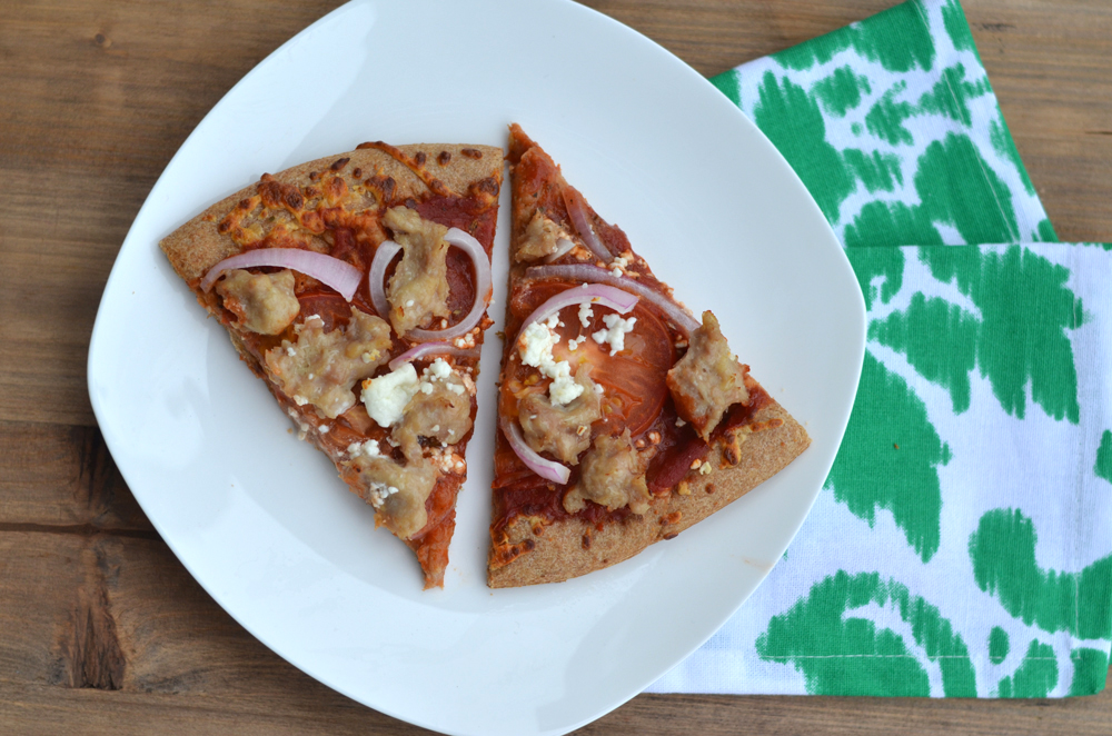 Chicken Tomato Feta Whole Wheat Pizza