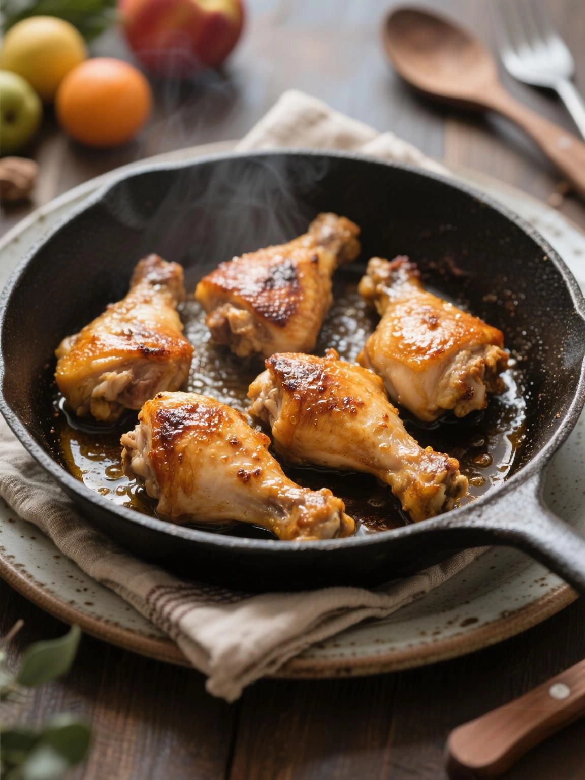 Sear the stuffed thighs